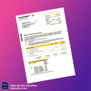 Australia Commonwealth Bank Statement Template in Word and PDF formats
