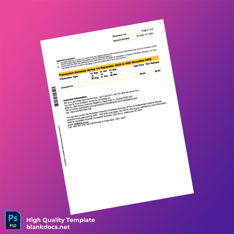 Australia Document Type Template in Word and PDF formats page 5