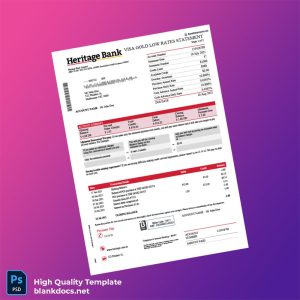 Australia Heritage Bank Credit Card Statement Template in Word and PDF formats