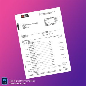 Australia NAB Bank Statement Template in Word and PDF formats