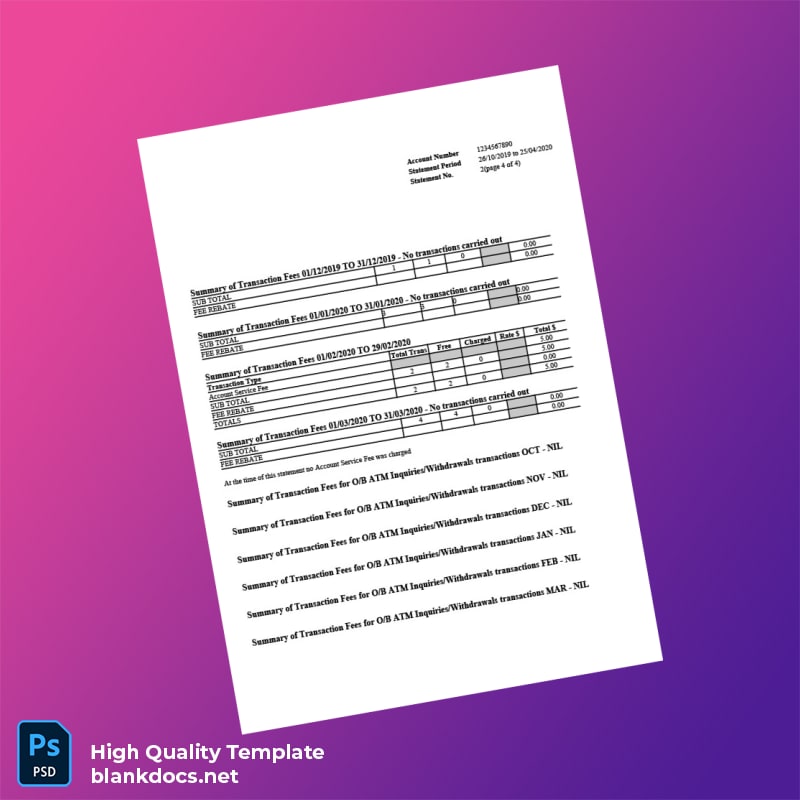 Australia St George Bank Statement Template in Word and PDF formats page 5