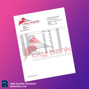 Bangladesh City Bank Statement Template in Word and PDF formats