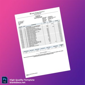 Bangladesh DBBL Bank Statement Template in Word and PDF formats