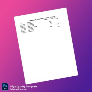Bangladesh Editable Bank Statement Template in Word and PDF formats