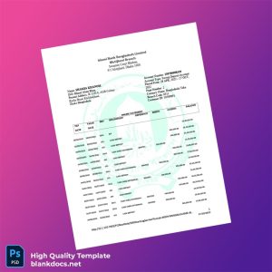 Bangladesh Islami Bank Bangladesh Limited Bank Statement Template in Word and PDF formats