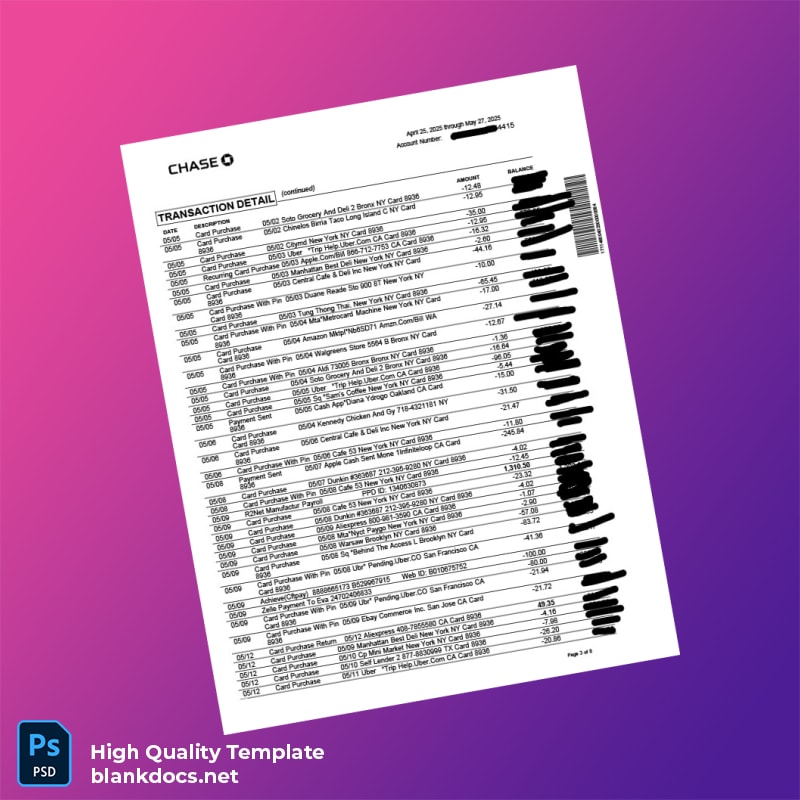 Bank Statement 2 Template in Word and PDF formats page 3