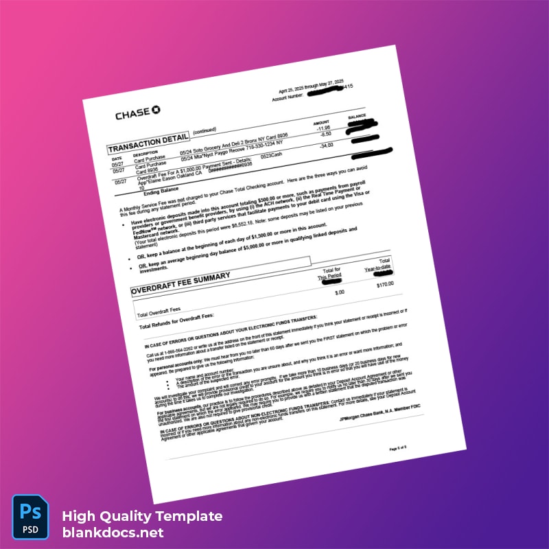 Bank Statement 2 Template in Word and PDF formats page 6