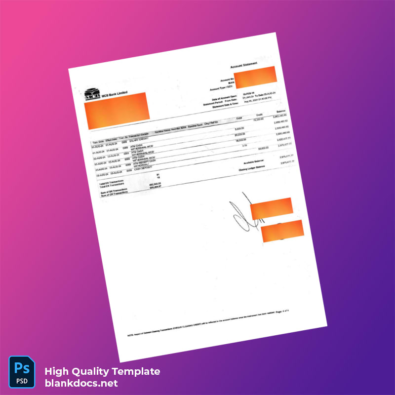Bank Statement Sample - B Template in Word and PDF formats page 5