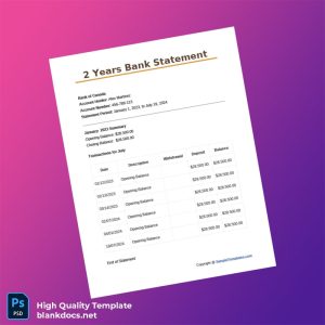 Canada Bank of Canada Bank Statement Template in Word and PDF formats