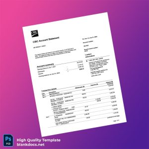 Canada CIBC Account Statement Template in Word and PDF formats