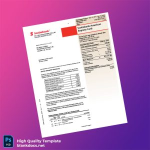 Canada Scotiabank Credit Card Statement Template in Word and PDF formats