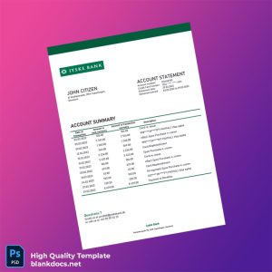 Denmark Jyske Bank Credit Card Statement Template in Word and PDF formats