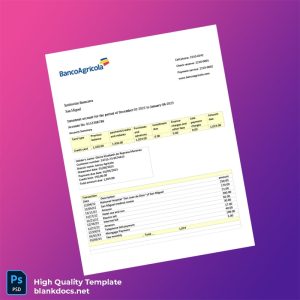 El Salvador Banco Agrícola Credit Card Statement Template in Word and PDF formats