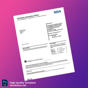 Finland BBVA Bank Statement Template in Word and PDF formats