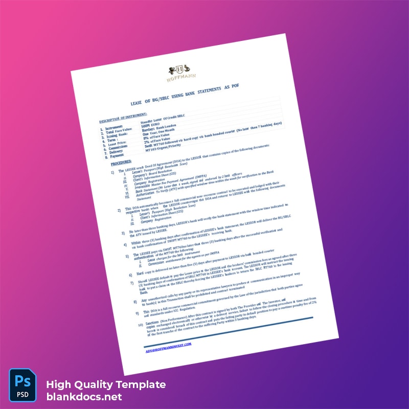 Germany Barclays Bank Statement Template in Word and PDF formats