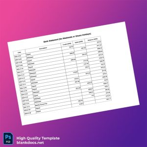 Ghana Bank Statement Template in Word and PDF formats
