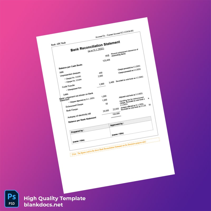 Hong Kong Bank Statement Template in Word and PDF formats