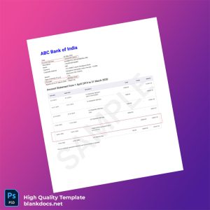 India Account Statement Template in Word and PDF formats