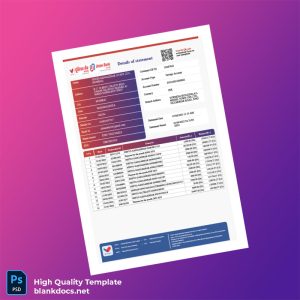 India Andhra Bank Statement Template in Word and PDF formats