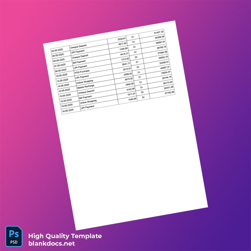 India Gramin Bank of Aryavart Bank Statement Template in Word and PDF formats page 4