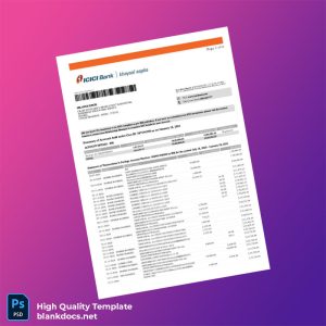 India ICRI Bank Bank Statement Template in Word and PDF formats