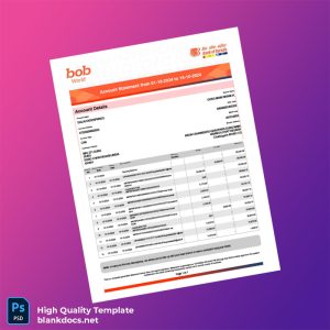 India JCB Bank Statement Template in Word and PDF formats