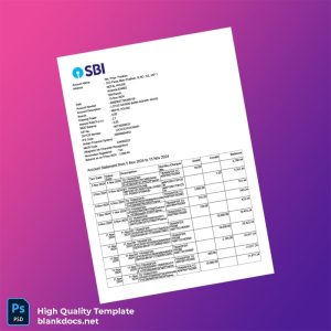 India LOTUS SAVING BANK Account Statement Template in Word and PDF formats