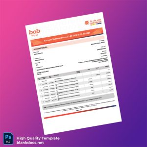 India SBA Account Statement Template in Word and PDF formats