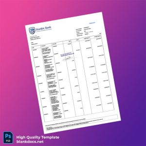 Kenya Stanbic Bank Statement Template in Word and PDF formats