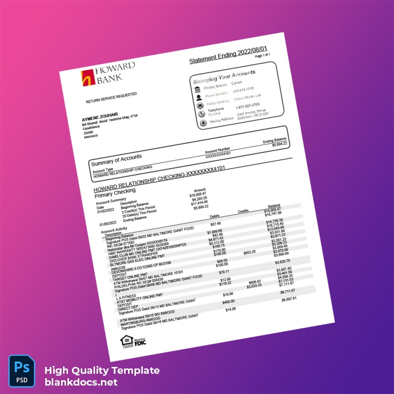 Morocco Document Type_ Bank Statement Editable Bank Statement Template in Word and PDF formats