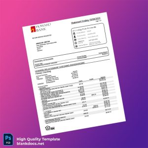 Morocco Howard Bank Account Statement Template in Word and PDF formats