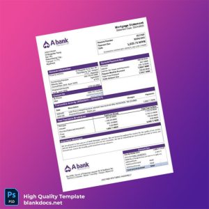 Myanmar A Bank Mortgage Statement Template in Word and PDF formats