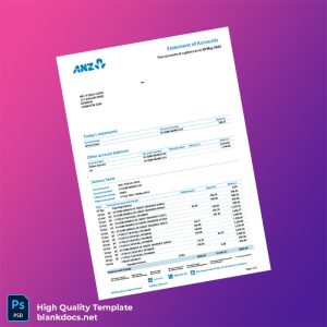 New Zealand ANZ Bank Statement Template in Word and PDF formats
