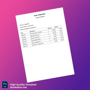 Nowhere City Fake Bank Statement Template in Word and PDF formats