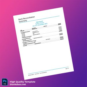 Philippines Metrobank Bank Reconciliation Template in Word and PDF formats