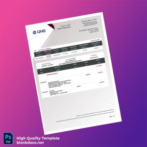 Qatar Qatar National Bank Account Statement Template in Word and PDF formats