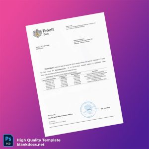 Russia Tinkoff Bank Statement Template in Word and PDF formats