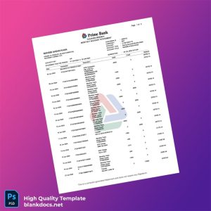 Salary Bank Statement Template in Word and PDF formats