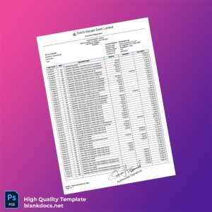 Saudi Arabia Dutch-Bangla Bank Account Statement Template in Word and PDF formats