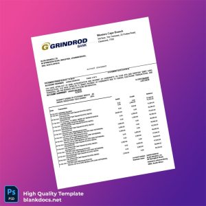 South Africa Bank Grindord Statement Template in Word and PDF formats