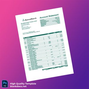 Spain Banc March Bank Account Statement Template in Word and PDF formats