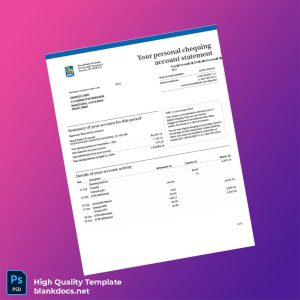 Spain Royal Bank of Canada Bank Statement Template in Word and PDF formats