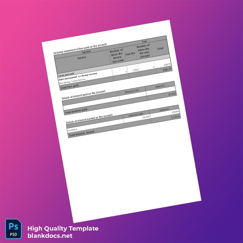 UK Nationwide Bank Statement Template in Word and PDF formats page 6