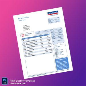 UK Nationwide Current Account Statement Template in Word and PDF formats