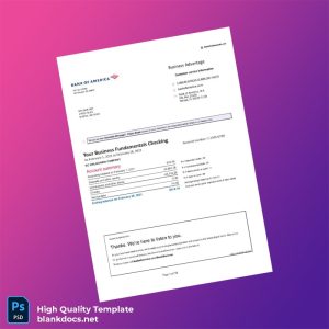 USA Bank of America Fake Bank Statement Template in Word and PDF formats