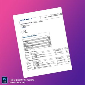 USA Bluebird Bank Statement Template in Word and PDF formats