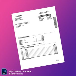USA Chase Bank Account Statement Template in Word and PDF formats
