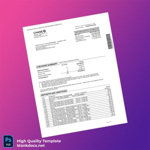 USA Chase Business Bank Statement Template in Word and PDF formats