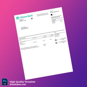 USA Citizens Bank Statement Template in Word and PDF formats