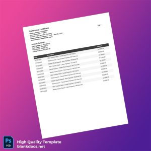 USA Commerce Trust Bank Statement Template in Word and PDF formats